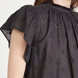 Trovata Birds of Paradis 
Carla High Neck Shirt
Black Embroidery